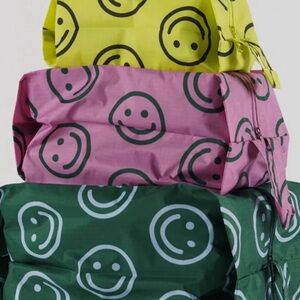 Baggu 3D zip medium Purple Pink and Green smiley pouch